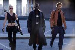 Jessica Biel, Wesley Snipes and Ryan Reynolds.  Here they come, walking down the street.  They get the funniest looks from everyone they meet.