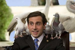 Steve Carell tries to fly by gluing pigeons to his shoulders.  That would've been a more believable storyline.