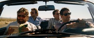 (L-R) Zach Galifianakis, Bradley Cooper, Ed Helms and Justin Bartha try to remember where they left the hotel.