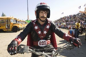 Andy Samberg takes time out from the 118 118 ads to jump some buses.