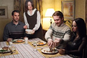 (L-R) Paul Schneider, Emily Mortimer, Ryan Gosling and Bianca McPlastic.  She's rubbery.