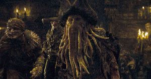 Bill Nighy objects when Jack Sparrow orders the calamari.