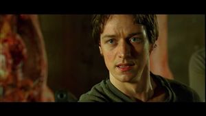 James McAvoy hopes that it's sweat running down his leg.